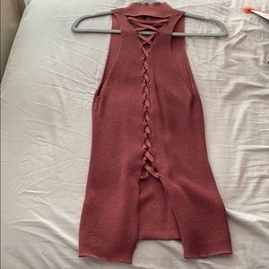 Maroon tie back tank top